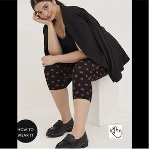 Size 1/1x, XXL Adorable Strawberry Pants, Stretchy Cotton Pedal Pusher Pants